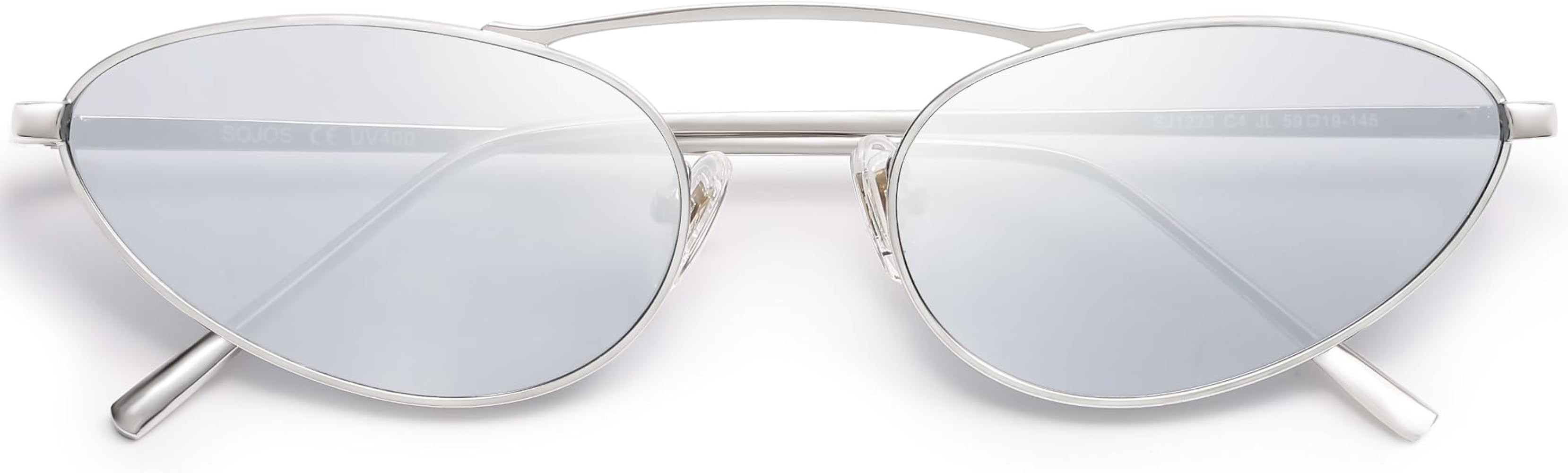 SOJOS Retro Narrow Cat Eye Sunglasses Women Men 90s Vintage Small Metal Frame Sunnies SJ1223 | Amazon (US)