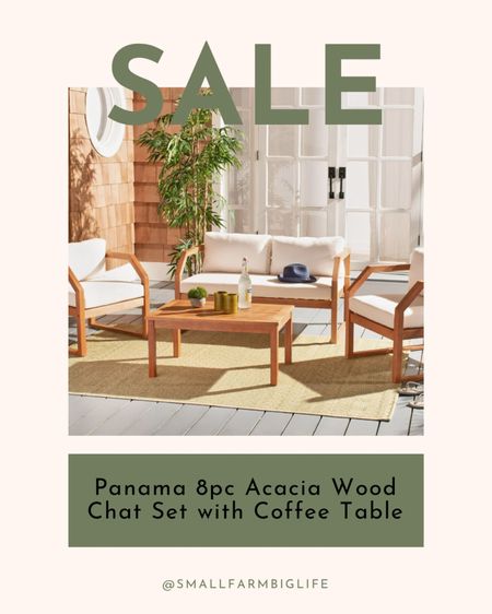 Safavieh Outdoor collection Dren 4-piece living set in natural beige. Outdoor living. Summer. Patio furniture. Outdoor dining  

#LTKHome #LTKSaleAlert #LTKSeasonal