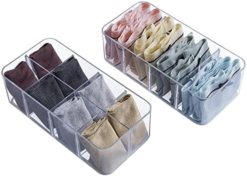 StarratS Underwear Sock Drawer Organizer Stackable with Plastic Dividers for Lingerie Scarves Tie... | Amazon (US)