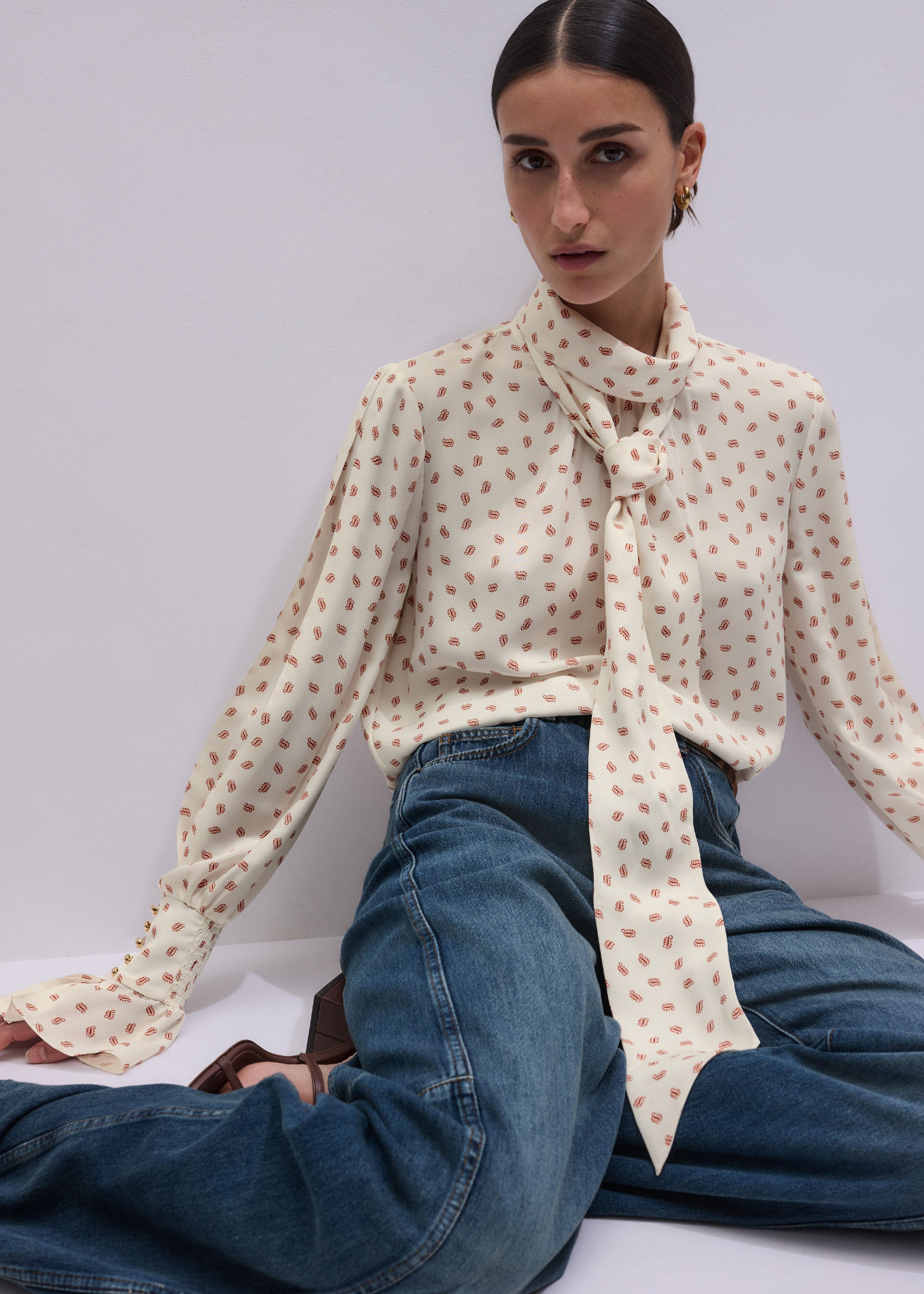 Straight Blouse + Tie Fluid Matte Silk | ME+EM US