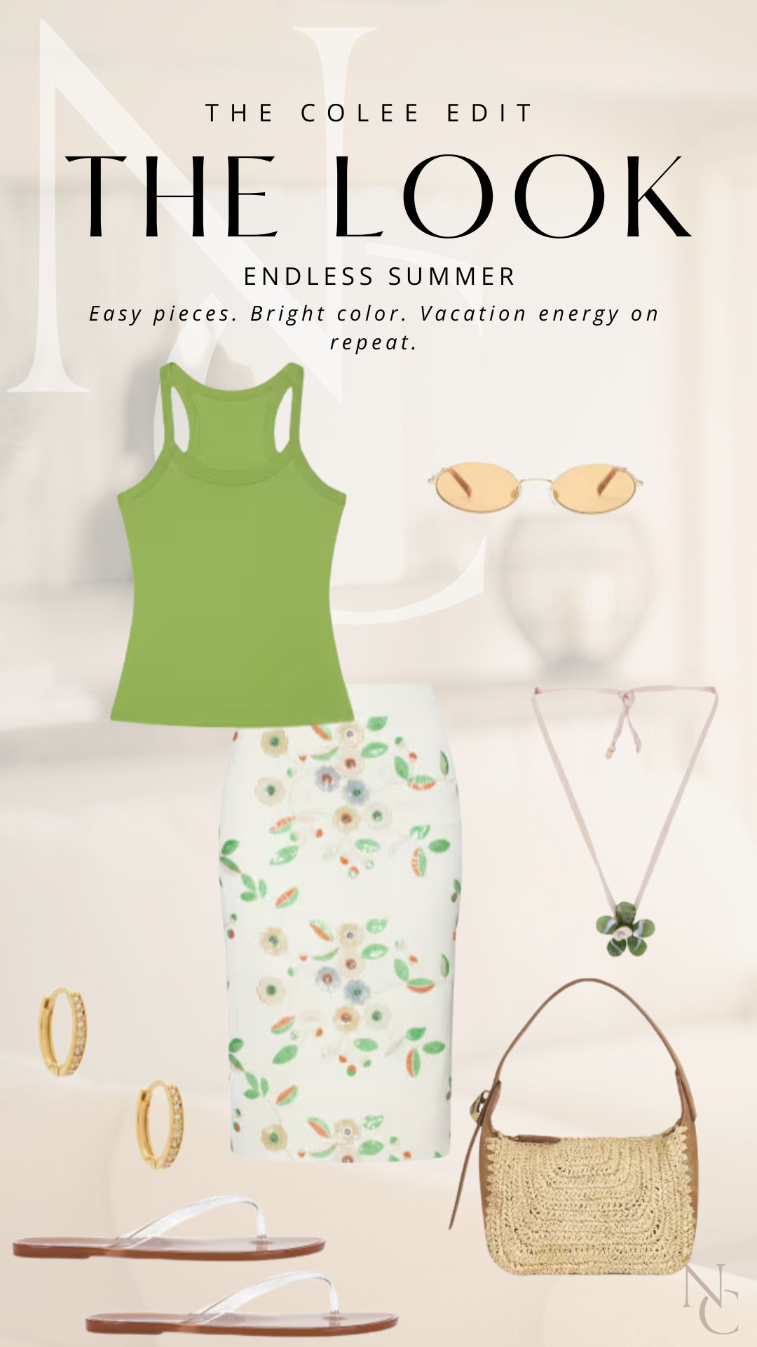 ENDLESS SUMMER 🌿

Summer dressing, but make it easy. A pop of green, a pretty printed skirt + raffia accessories = the kind of look I’ll wear on repeat. Easy, feminine and vacation-ready. Everything linked here. 🤍 

 #LTKdayinmylife #LTKgrwm #LTKootd