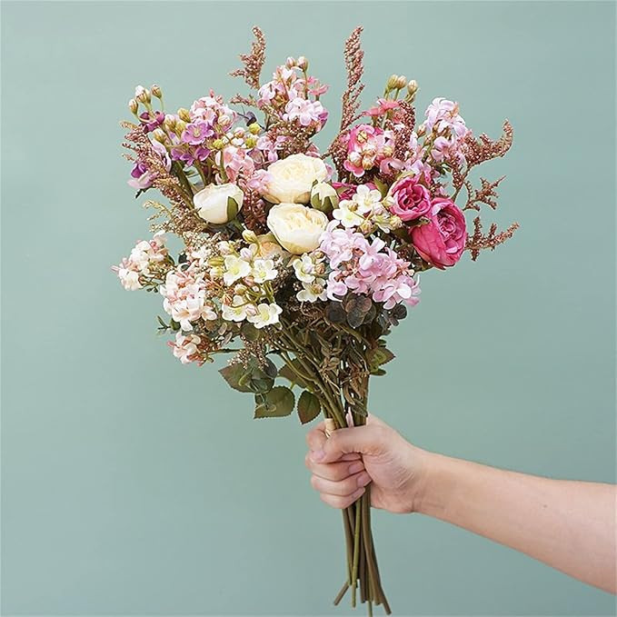 IKAXIYO Artificial Flower Charming Exquisite Fabric Realistic Nordic Style Flower Bouquet for Hom... | Amazon (US)