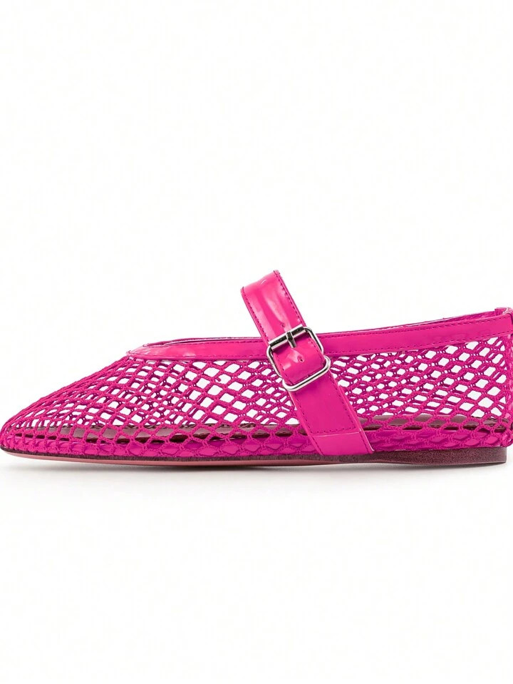 Women Mesh Ballet Flats For Women Fishnet Comfy Buckle Strap Ballerina Dressy Daily Flat Shoes | SHEIN