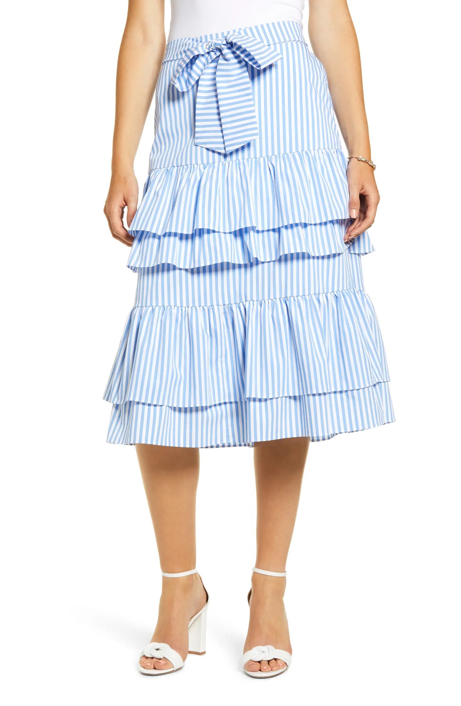 Stripe Stretch Cotton Tier Skirt | Nordstrom