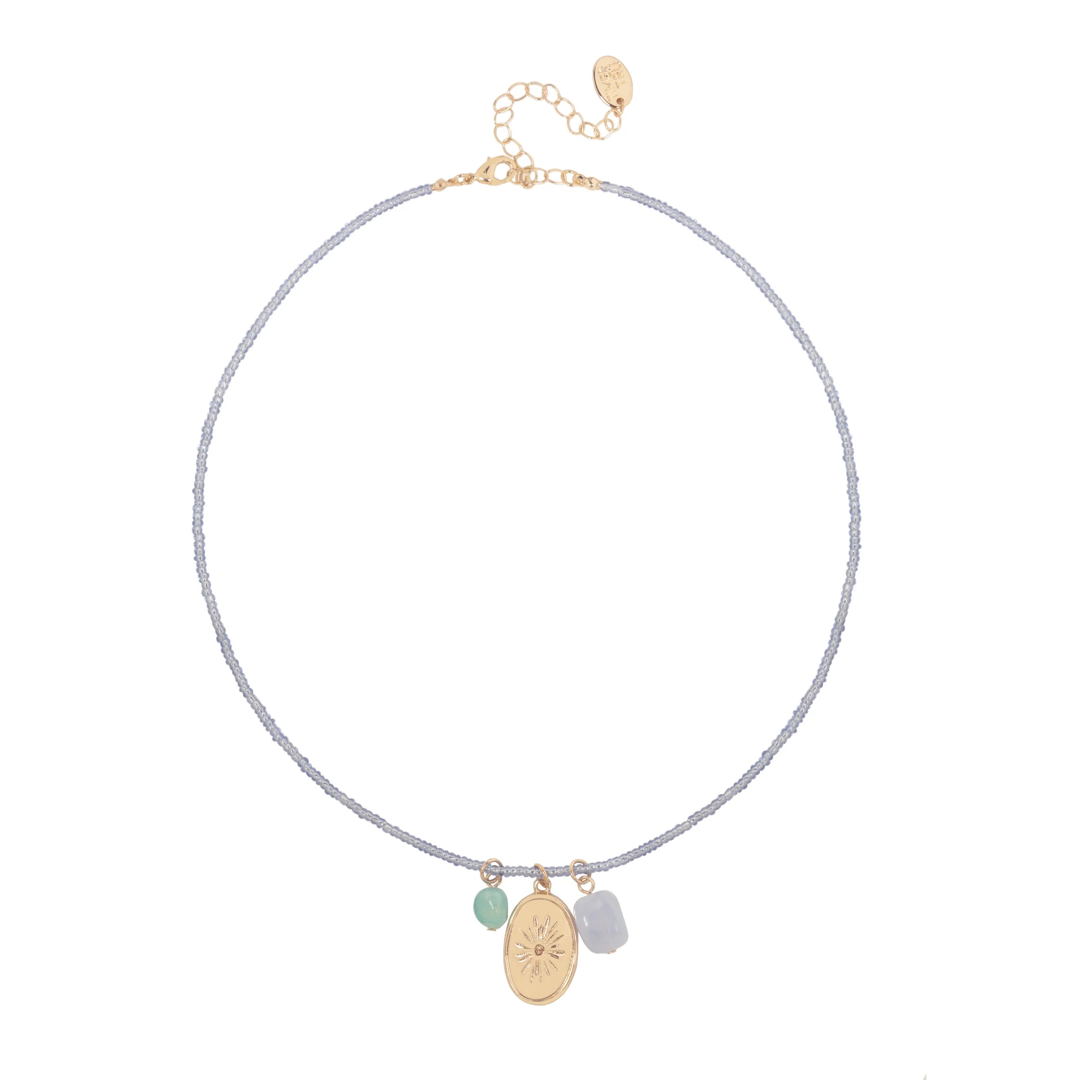 Time and Tru Women\u2019s Gold Tone Beaded Necklace with Mixed Charms - Walmart.com | Walmart (US)