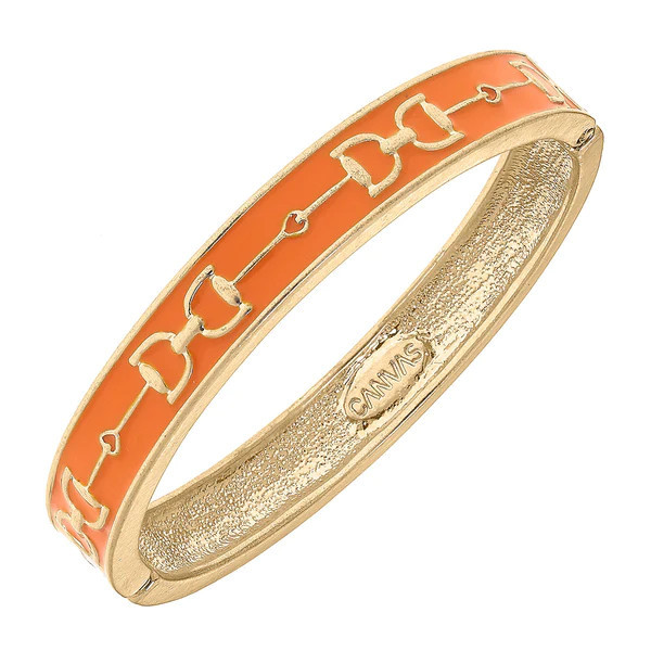 Giselle Enamel Horsebit Hinge Bangle in Orange | CANVAS