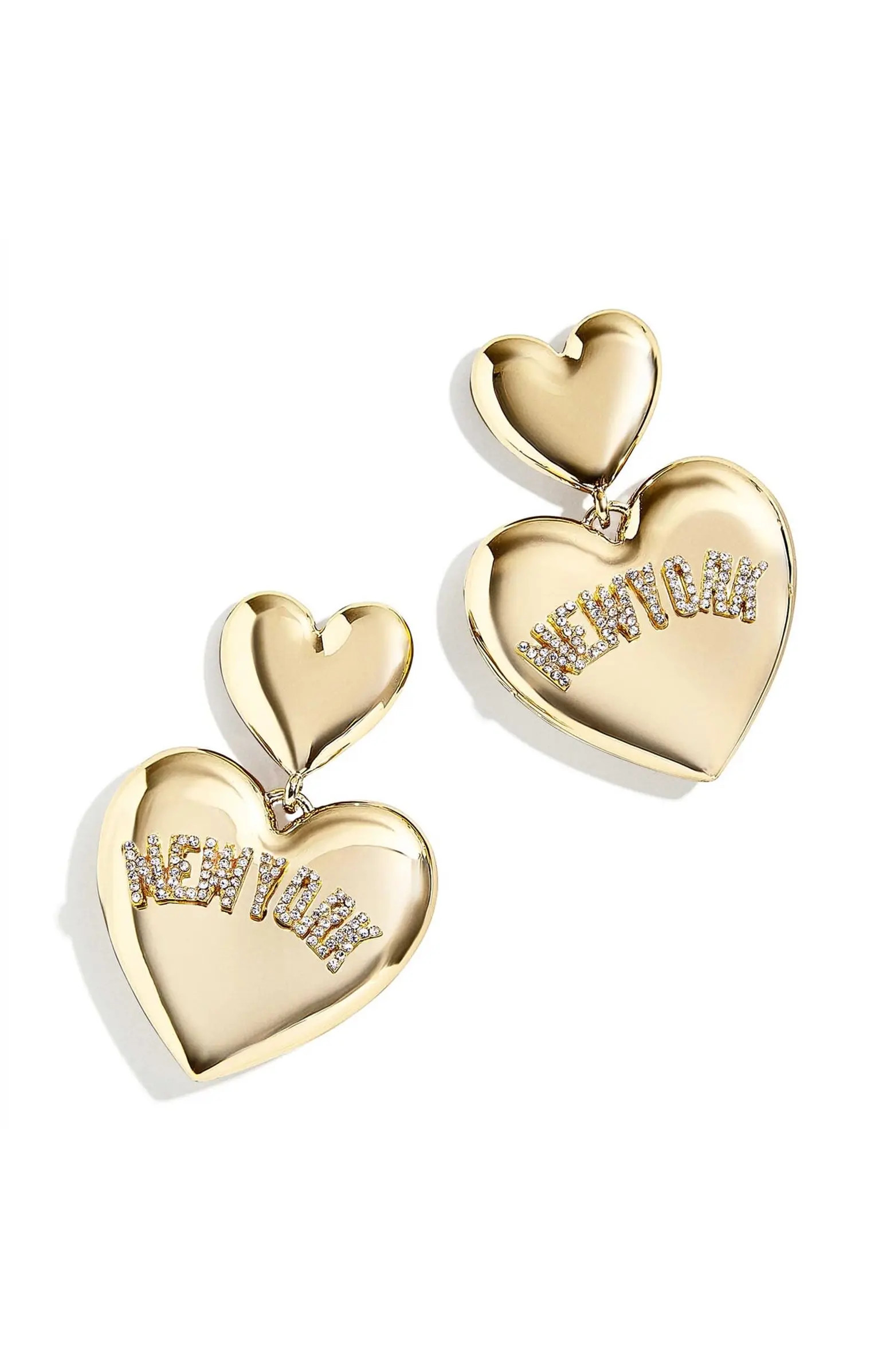 WEAR by Erin Andrews x Baublebar New York Yankees Heart Statement Drop Earrings | Nordstrom | Nordstrom