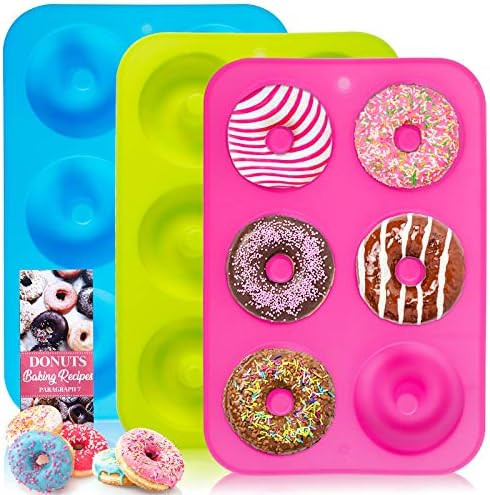 Donut Pan, 3pcs 100% NonStick Silicone Donut Mold for Baking, BPA Free Mold Sheet Tray, Easy Clea... | Amazon (US)