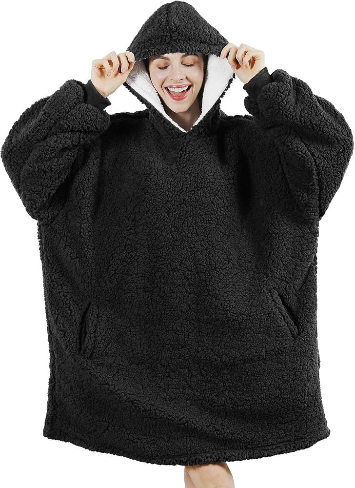 AmyHomie Blanket Sweatshirt,Oversized Sherpa Hooded Blanket Hoodie,Fleecehug Hoodie Wearable Blan... | Amazon (US)
