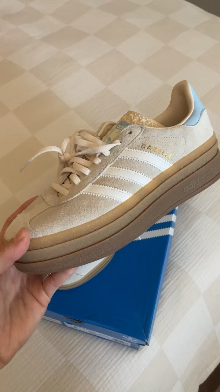 Adidas Wonder White Clear Sky Gazelle (Kids)
I normally wear a 8-8.5 women’s and ordered the size 6. Ordered mine off Hibbett Sports

#LTKFindsUnder100 #LTKShoeCrush #LTKVideo