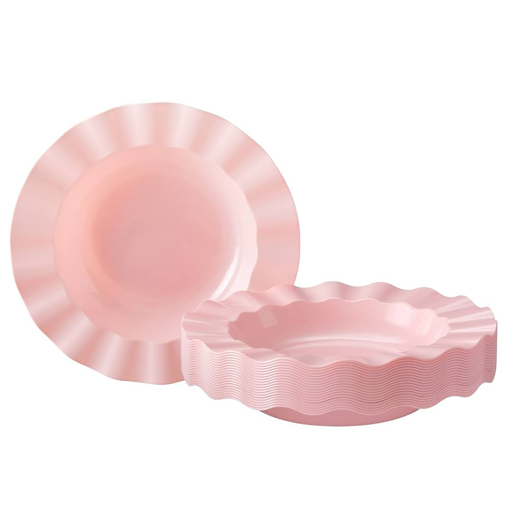 SILVER SPOONS Elegant Plastic Plates for Party with Scalloped Rim (10 PC), Disposable Heavy-Duty ... | Amazon (US)