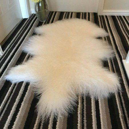 ENKERN Genuine Tibetan Mongolian Lamb Sheepskin Curly Fur Rug Hide Pelt Throw Fur Area Rug Carpet Ch | Walmart (US)