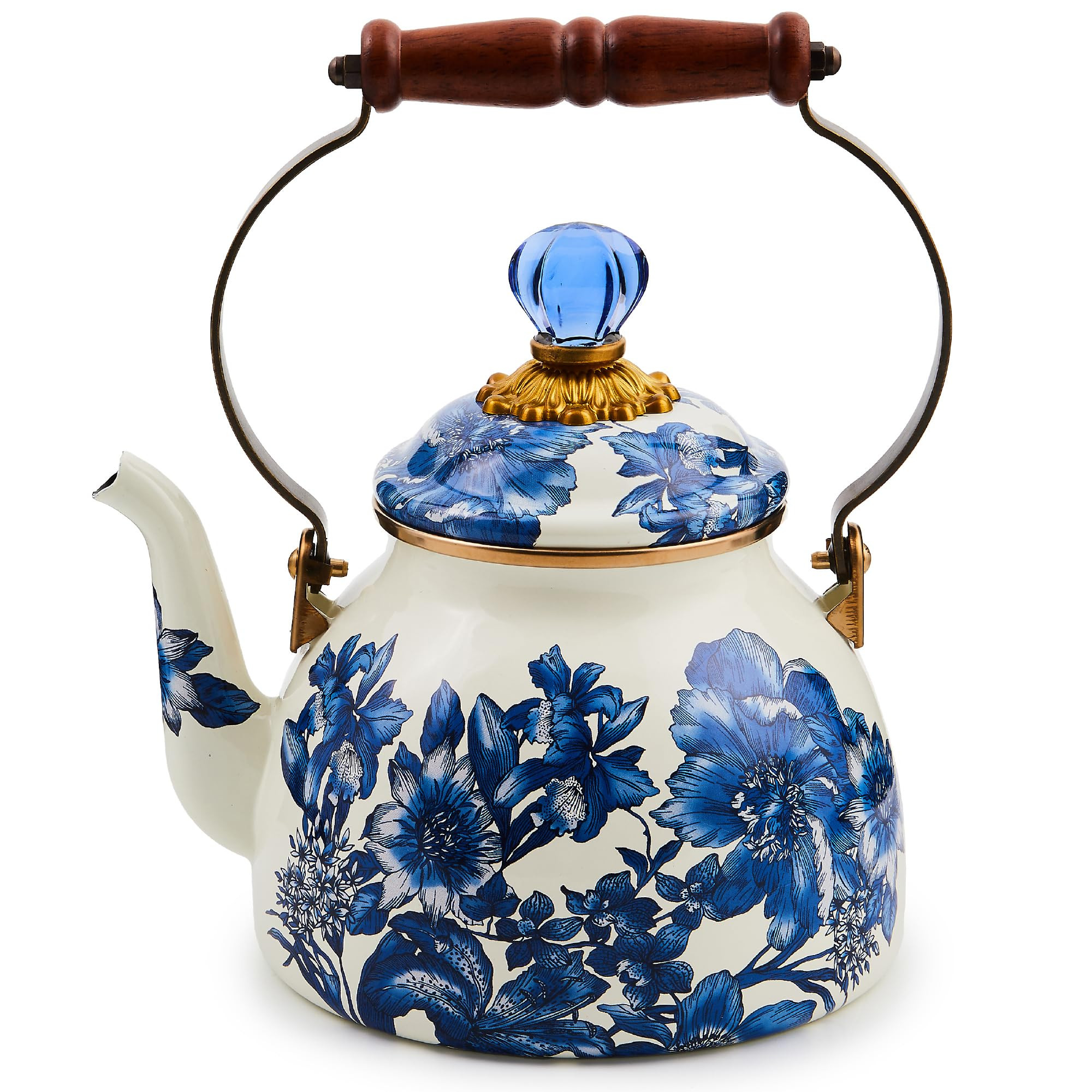 MACKENZIE-CHILDS 2-Quart Enamel Tea Kettle, Cute Tea Kettle for Stovetop, Royal English Garden | Amazon (US)