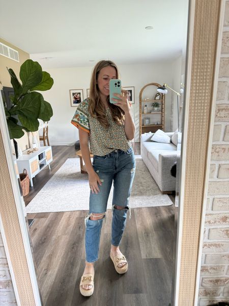 Loved this outfit today. The Jeans are my favorite and I love this super light weight top and slides from Target! 

#LTKFindsUnder100 #LTKFindsUnder50 #LTKShoeCrush