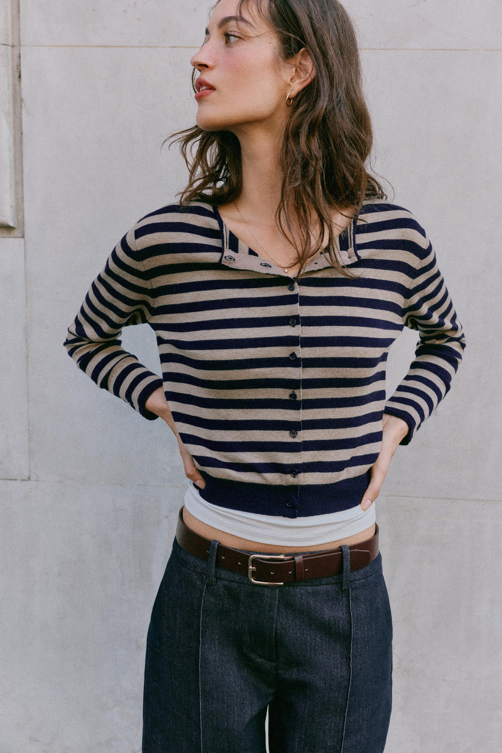 Zara - Fine-Knit Striped Jacket - Striped - Xl - Woman | Zara US
