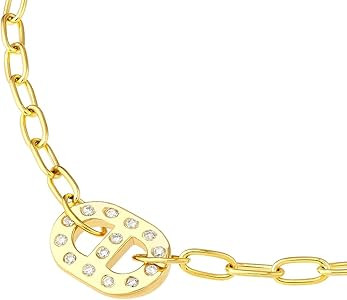 Dot Diamond Mariner Paper Clip Necklace - 14K Yellow Gold - 18 inches | Amazon (US)