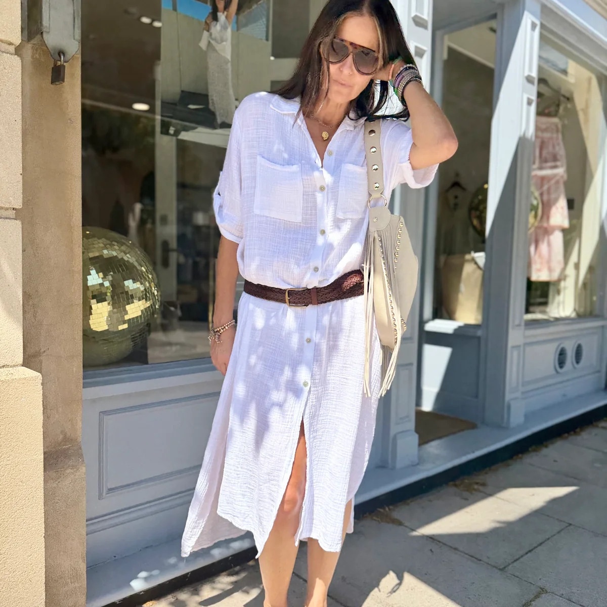 Mel Shirt Dress - White | Law and Co
