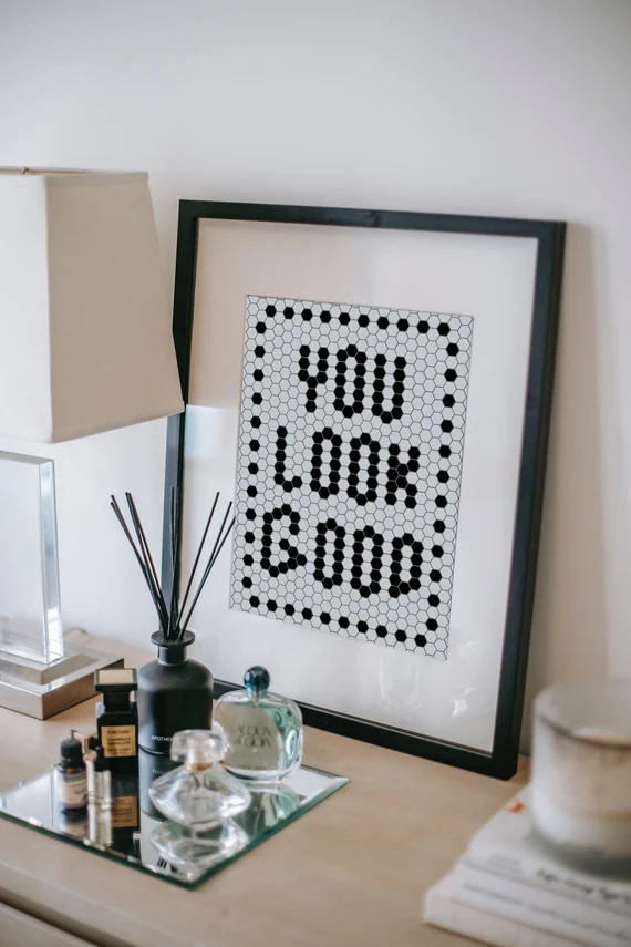 Hexagon Bistro Tile Letter Wall Art You Look Good Tile - Etsy | Etsy (US)