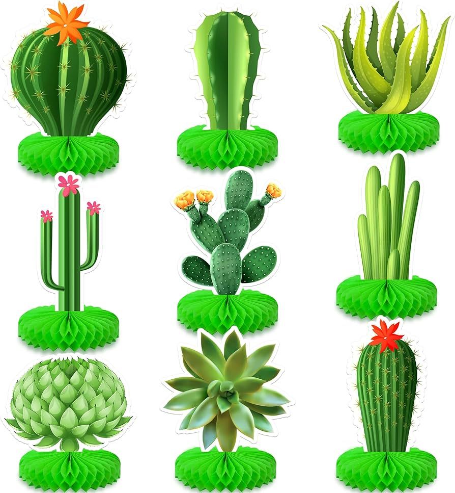 KatchOn, 9 Pcs Cactus Centerpieces for Tables - Cactus Decorations | Mexican Party Decorations | ... | Amazon (US)