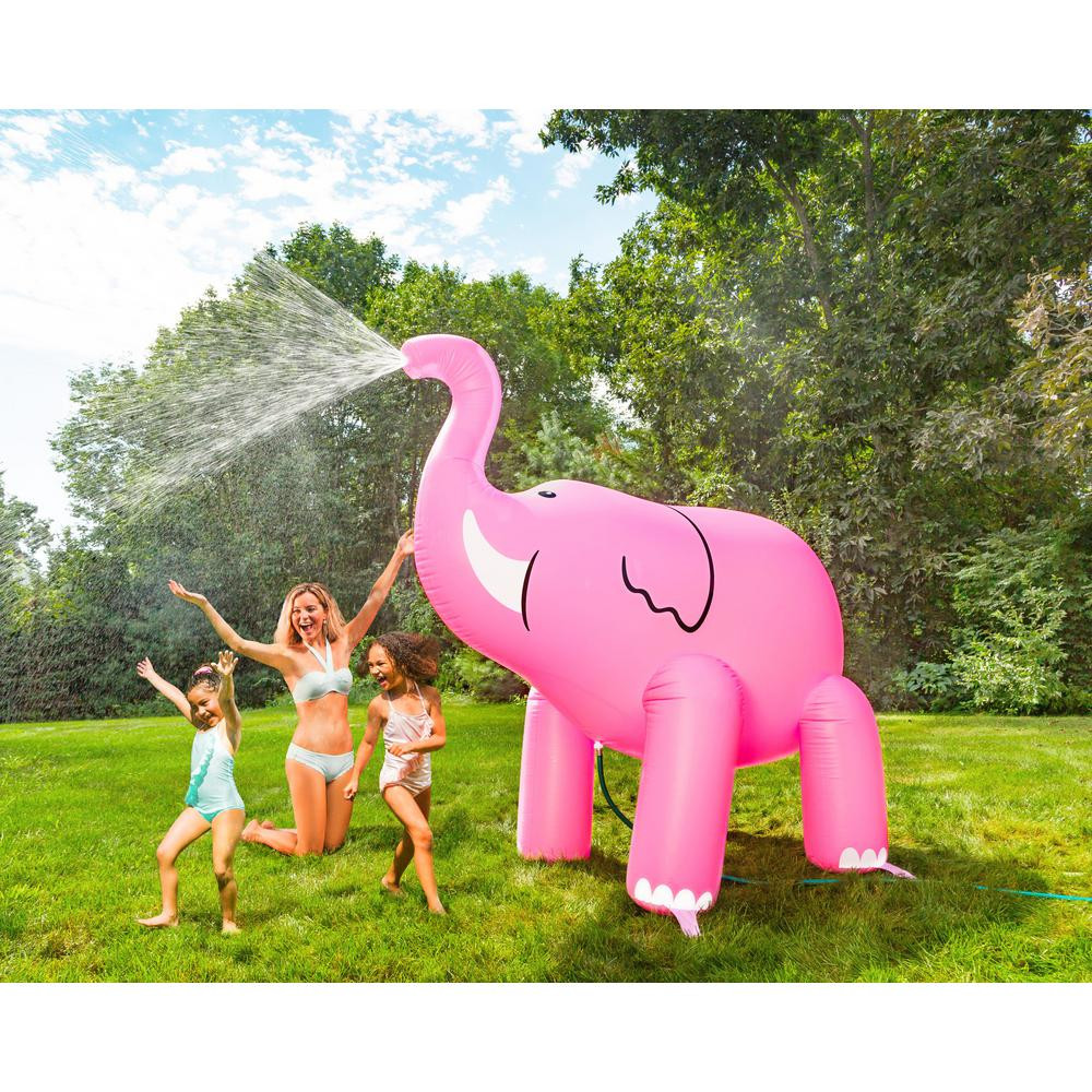 BigMouth Inc. Over 6 ft. H Tall Ginormous Inflatable Pink Elephant Summer Yard Sprinkler, Perfect fo | The Home Depot