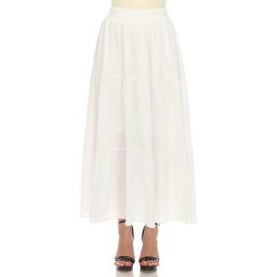Women's Pleated Tiered Maxi Skirt White Medium -White Mark | Target