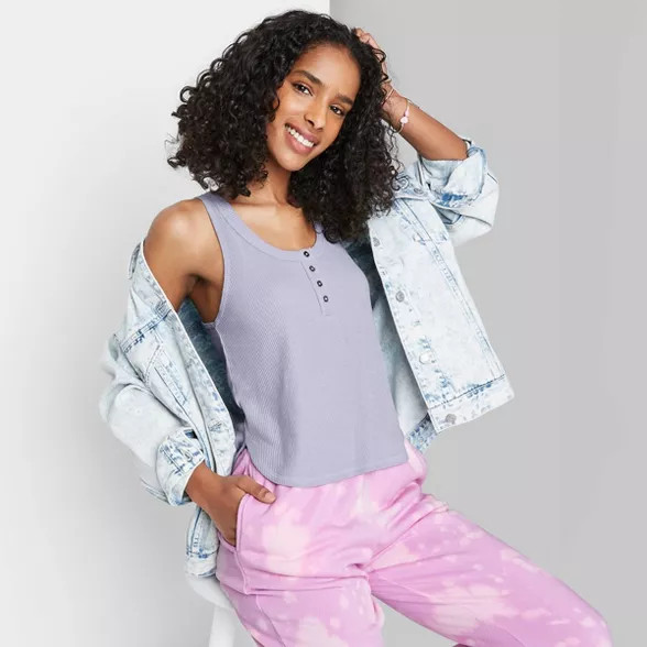 Women's Button Placket Waffle Tank Top - Wild Fable™ | Target