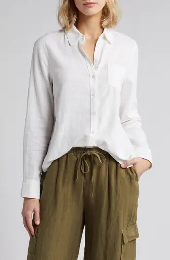 Linen Blend Button-Up Shirt | Nordstrom