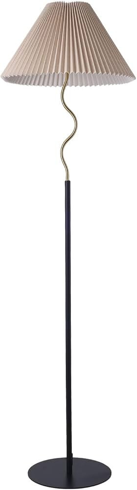KUNJOULAM Modern Pleated Floor Lamp, Black Pole Floor Lamps, Simple Design Tall Lamp with Adjusta... | Amazon (US)