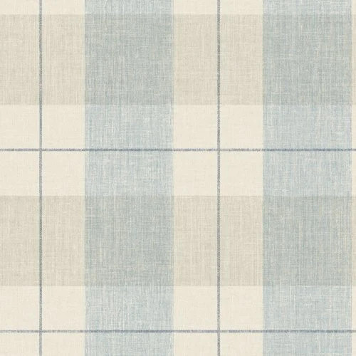 Seabrook Newcastle Plaid Blue, Tan, And Off-White Wallpaper | DecoratorsBest