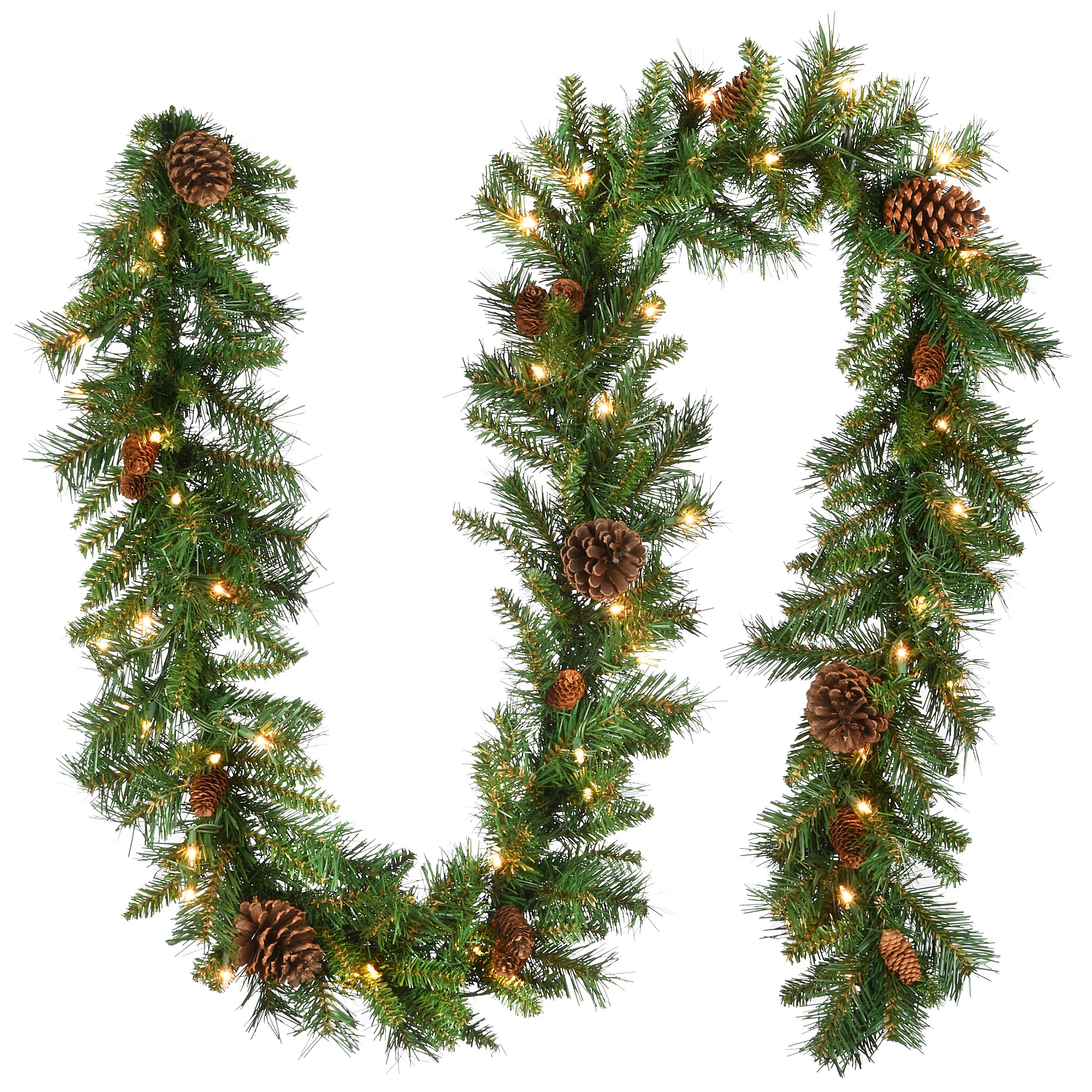 9ft. Pine Cone Garland with Clear Lights | Wayfair North America