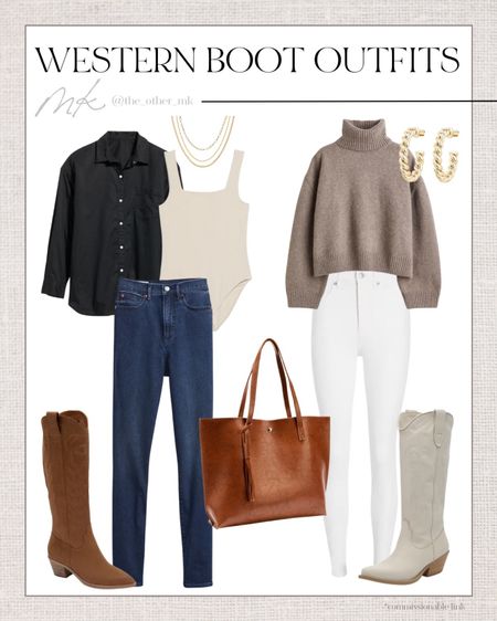 Western boots - cowboy boots - white jeans - ranch outfit - western chic - how to wear cowboy boots - turtle neck sweater - chic winter style - chic spring looks 

#LTKstyletip #LTKshoecrush
