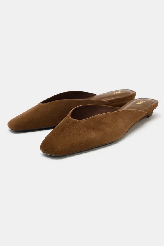 Model height: 177 cmSuede slingback shoes. Mule style. Low wedge heel. Squared toe.Heel height: 1... | Zara Canada