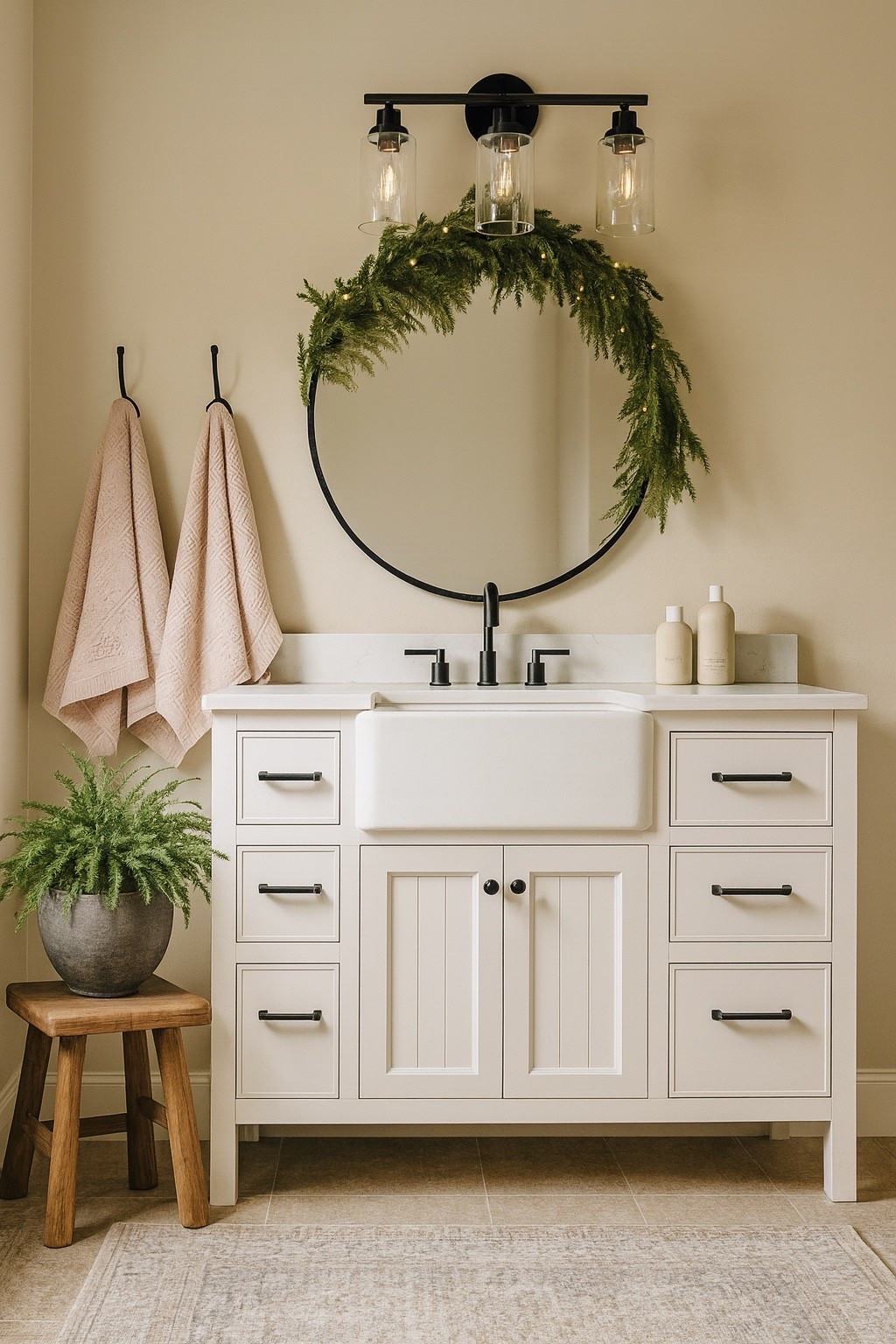 Amazon Bathroom Finds

Follow @farmtotablecreations on Instagram for more cozy home styling ideas.

A curated bathroom look that blends timeless charm with modern function — all found on Amazon. The white vanity with black hardware pairs beautifully with the round mirror and glass light fixture, while the blush towels and greenery add a soft, organic touch. Perfectly accented with a rustic stool and neutral rug for a clean, polished, and welcoming feel.

#amazonhome #bathroomdecor #bathroomstyle #bathroomdesign #homedecorideas #neutraldecor #homeinteriorsdesign #modernorganichome #transitionaldecor #cozyhome #bathroommakeover #bathroomrefresh #bathroominspo #neutralhome #bathroomfurniture #bathroomvanity #interiordecorating #homedecorinspo

#LTKSaleAlert #LTKFindsUnder50 #LTKHome