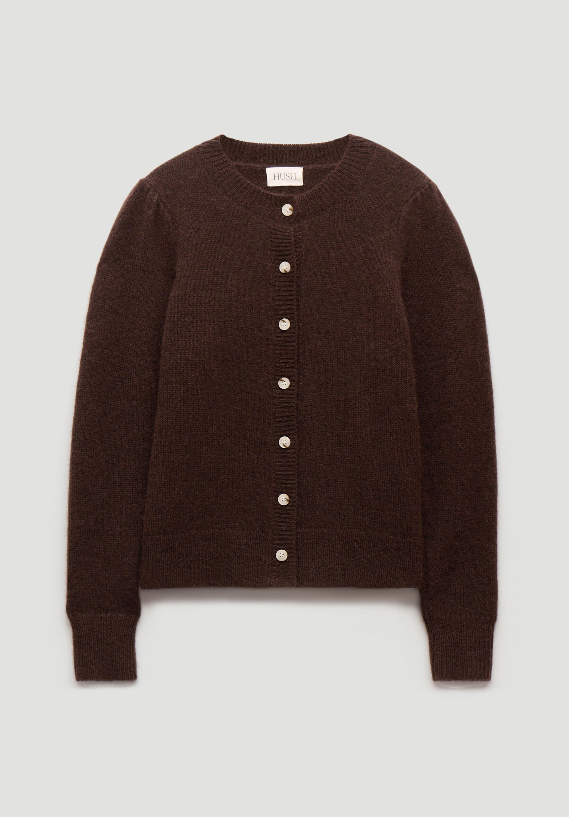 Wool Blend Gathered Shoulder Detail Cardigan | Hush UK