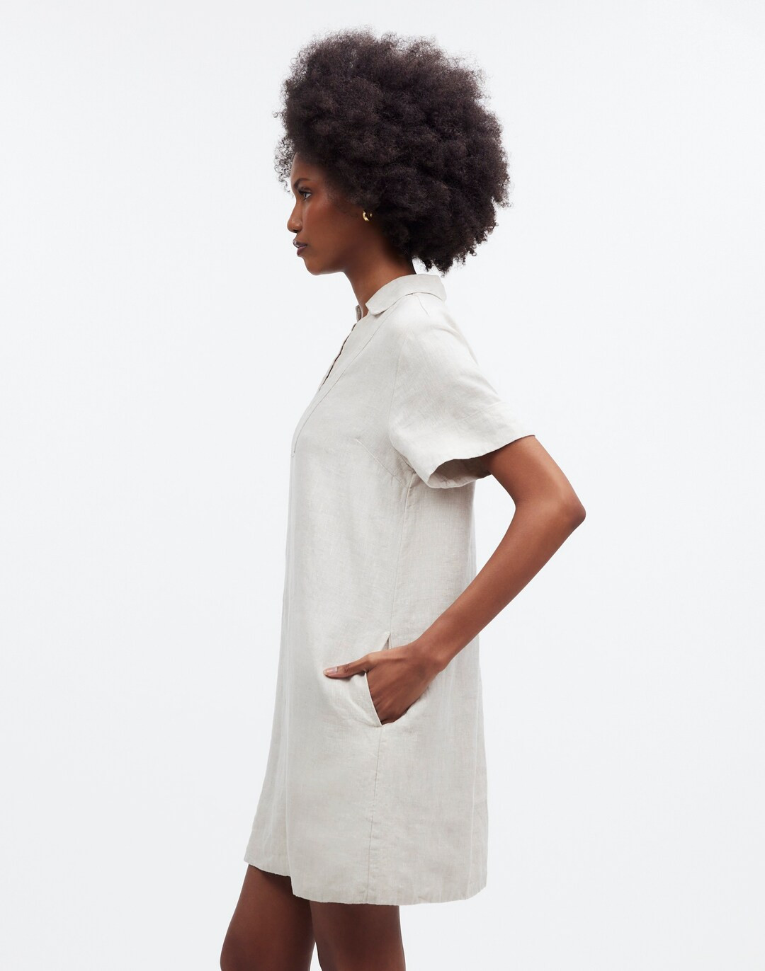 V-Neck Mini Dress in 100% Linen | Madewell
