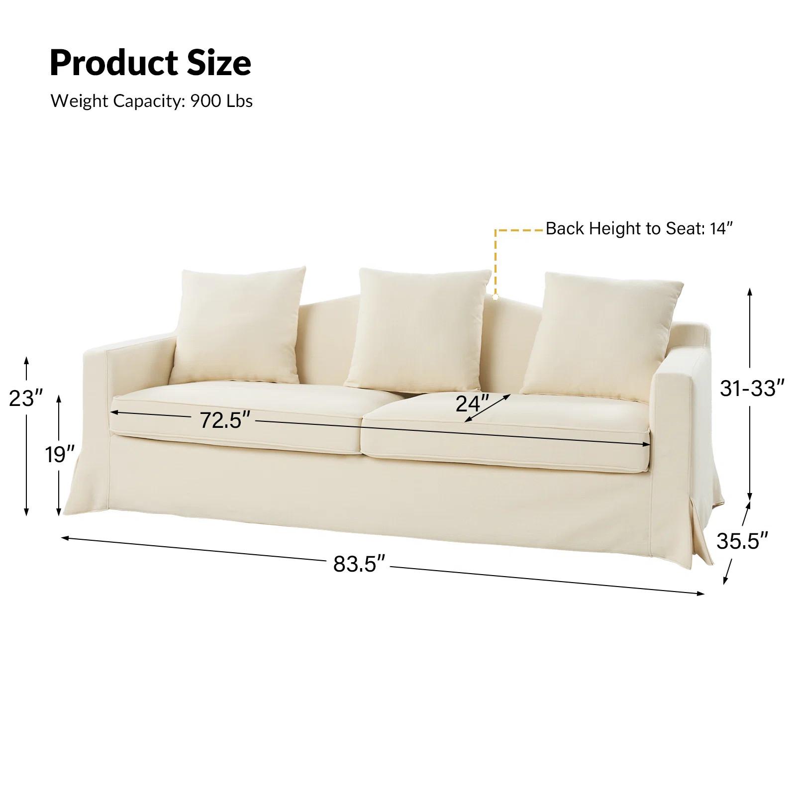 Antonio Transitional 83" Curved Back Slipcovered Sofa With Toss Pillows | Wayfair North America