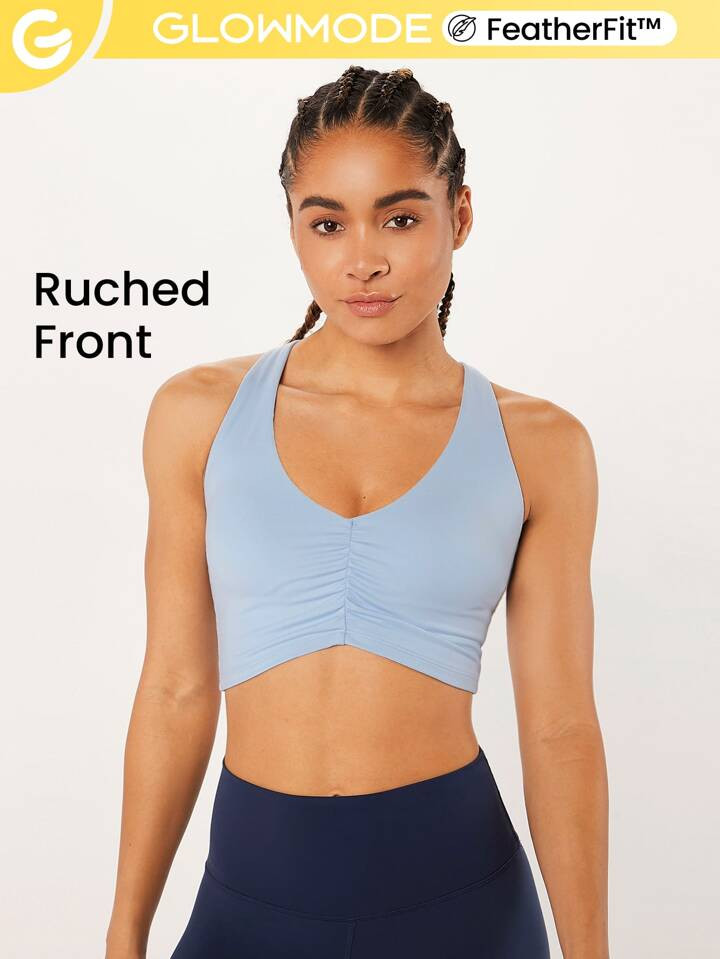GLOWMODE FeatherFit™ Ruched Racerback Sports Bra | SHEIN