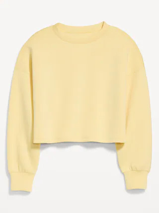 Bounce Fleece Crew-Neck Cropped Sweatshirt | Old Navy (US)