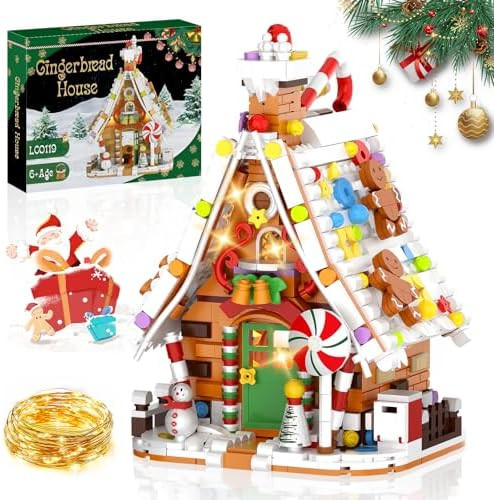 Gingerbread House Building Set with Light Kit, Large Christmas Village Gingerbread House Compatib... | Amazon (US)