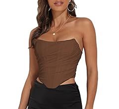 Modegal Women's Vintage Strapless Open Back Boned Mesh Bustier Zip Back Corset Bodyshaper Crop To... | Amazon (US)