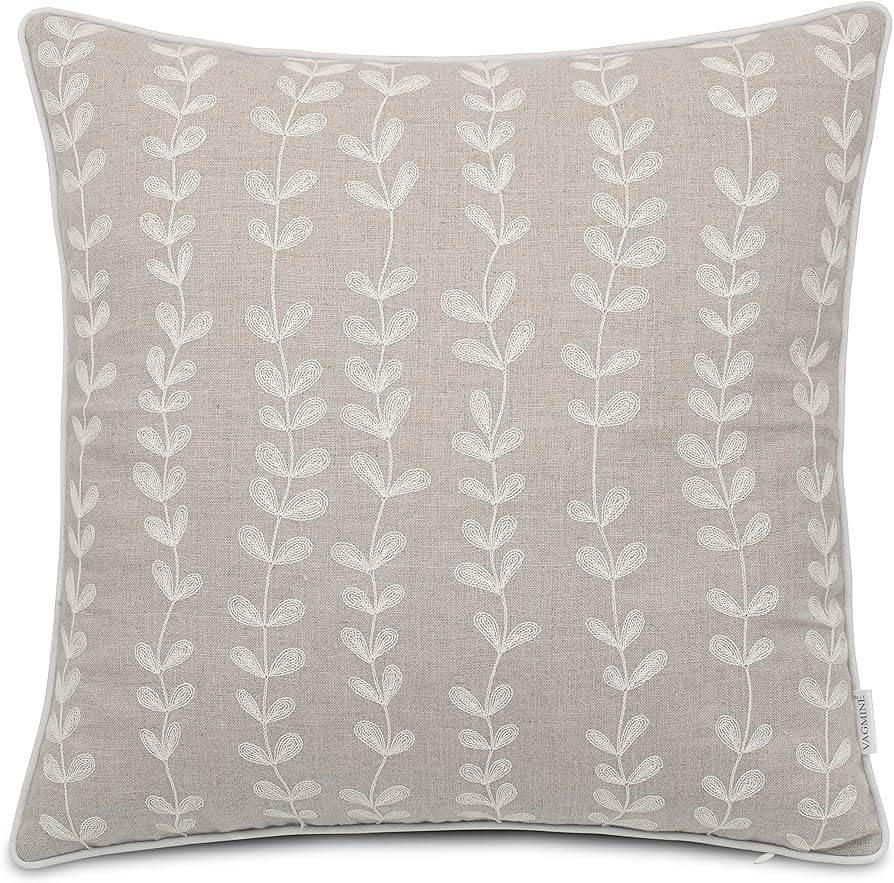 VAGMINE Hand Crafted Embroidered Linen Square Decorative Accent Throw Pillow Cover - for Master B... | Amazon (US)