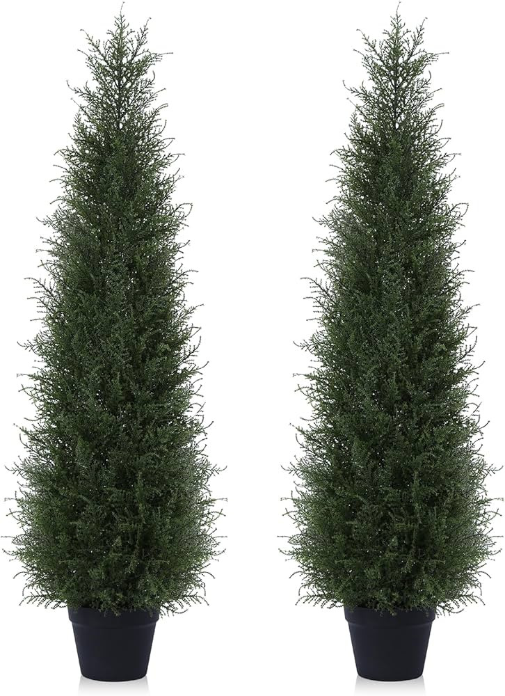 Kazeila Artificial Cypress Tree 120cm Artificial Plants Outdoor,UV Resistant Rated Cedar Tree Fak... | Amazon (UK)