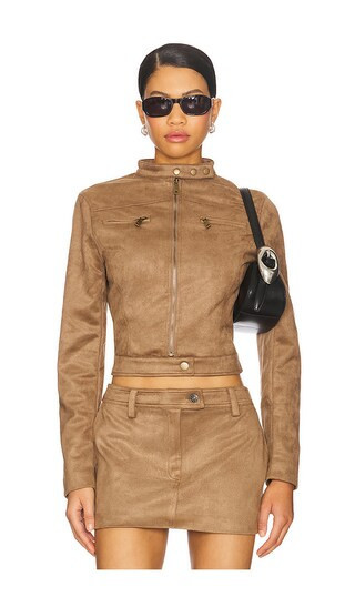 LIONESS Bella Moto Jacket in Brown. - size XXXL | Revolve Clothing (Global)