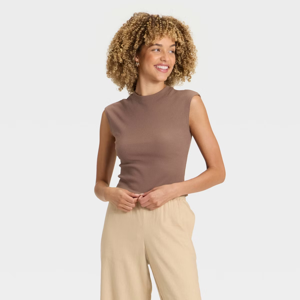 Women's Cap Sleeve Brushed Ribbed Muscle T-Shirt - A New Day™ Black M | Target