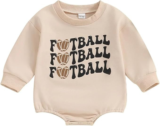 Kislio Newborn Baby Boy Clothes Football Sport Sweatshirt Romper Game Day Letter Print Sweater To... | Amazon (US)
