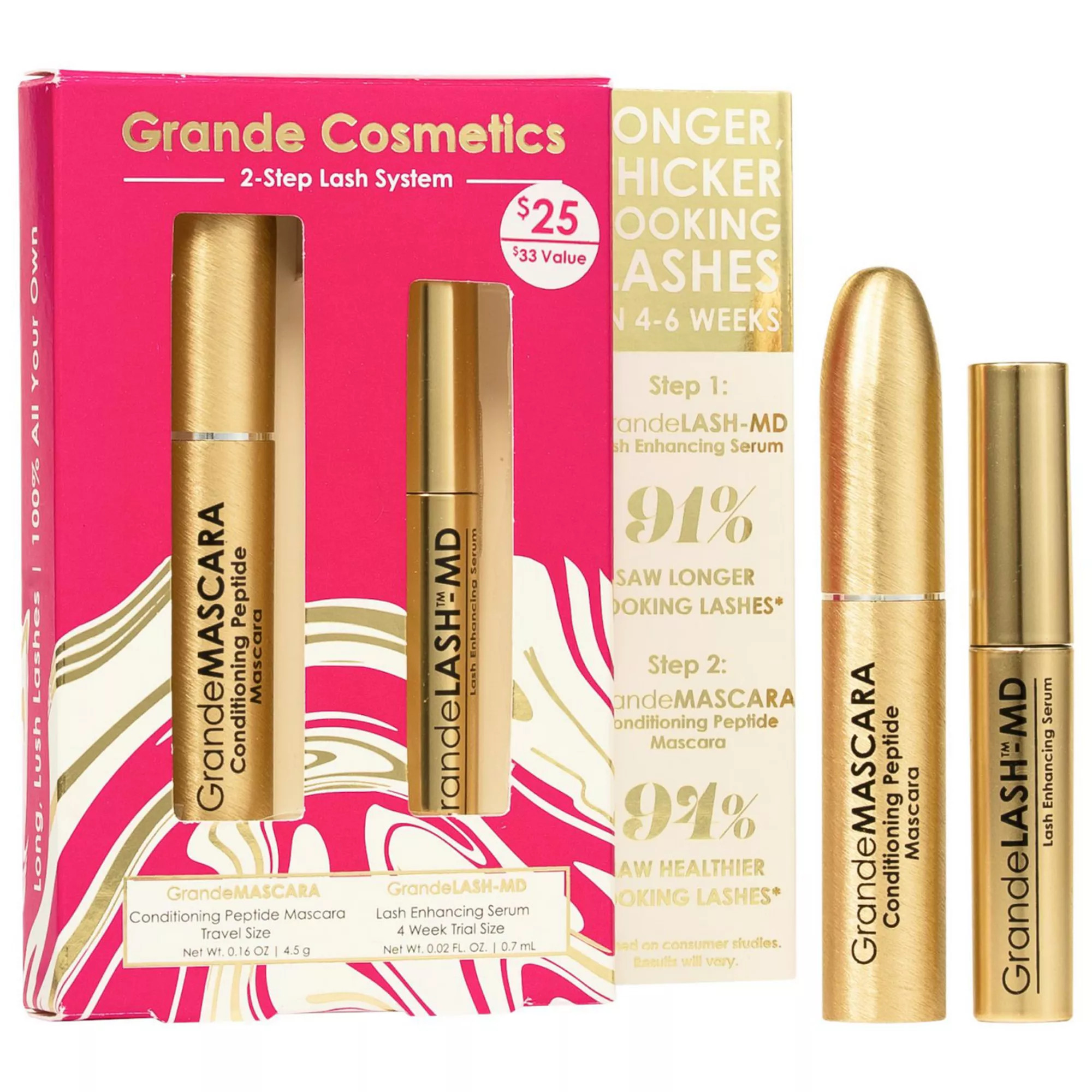 Grande Cosmetics 2-Step Lash System Mini GrandeLASH-MD & GrandeMASCARA | Kohl's