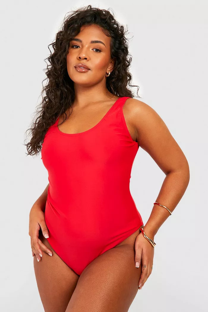 Plus Tummy Control Scoop Swimsuit | Boohoo.com (US & CA)