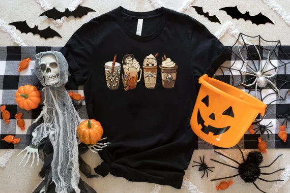 Halloween Horror Coffee Sweatshirt, Horror Movie Coffee Shirt,Halloween Sweatshirt, Spooky Season... | Etsy (US)