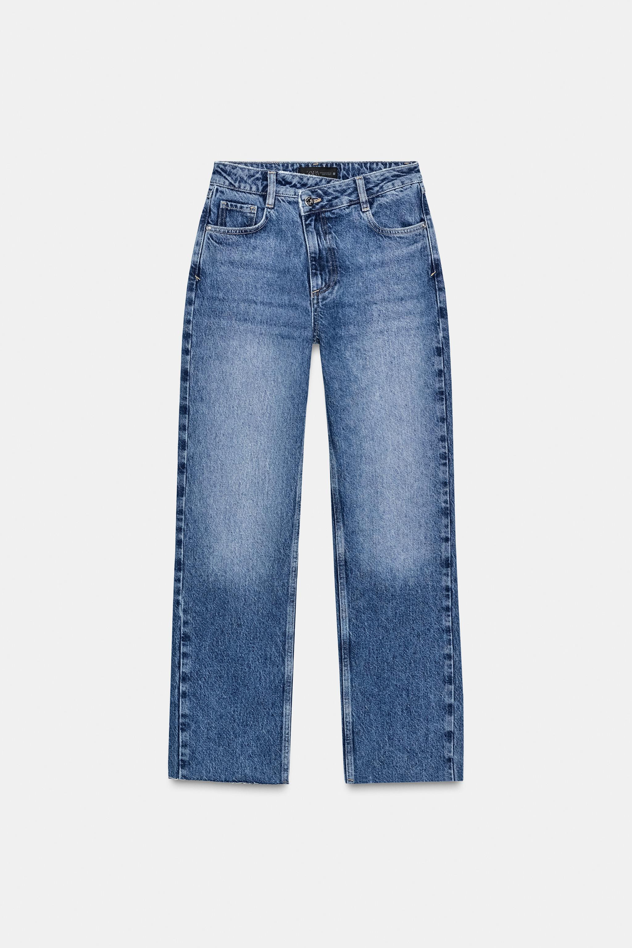 Z.09 STRAIGHT HIGH WAIST CROSSED WAIST JEANS | Zara US