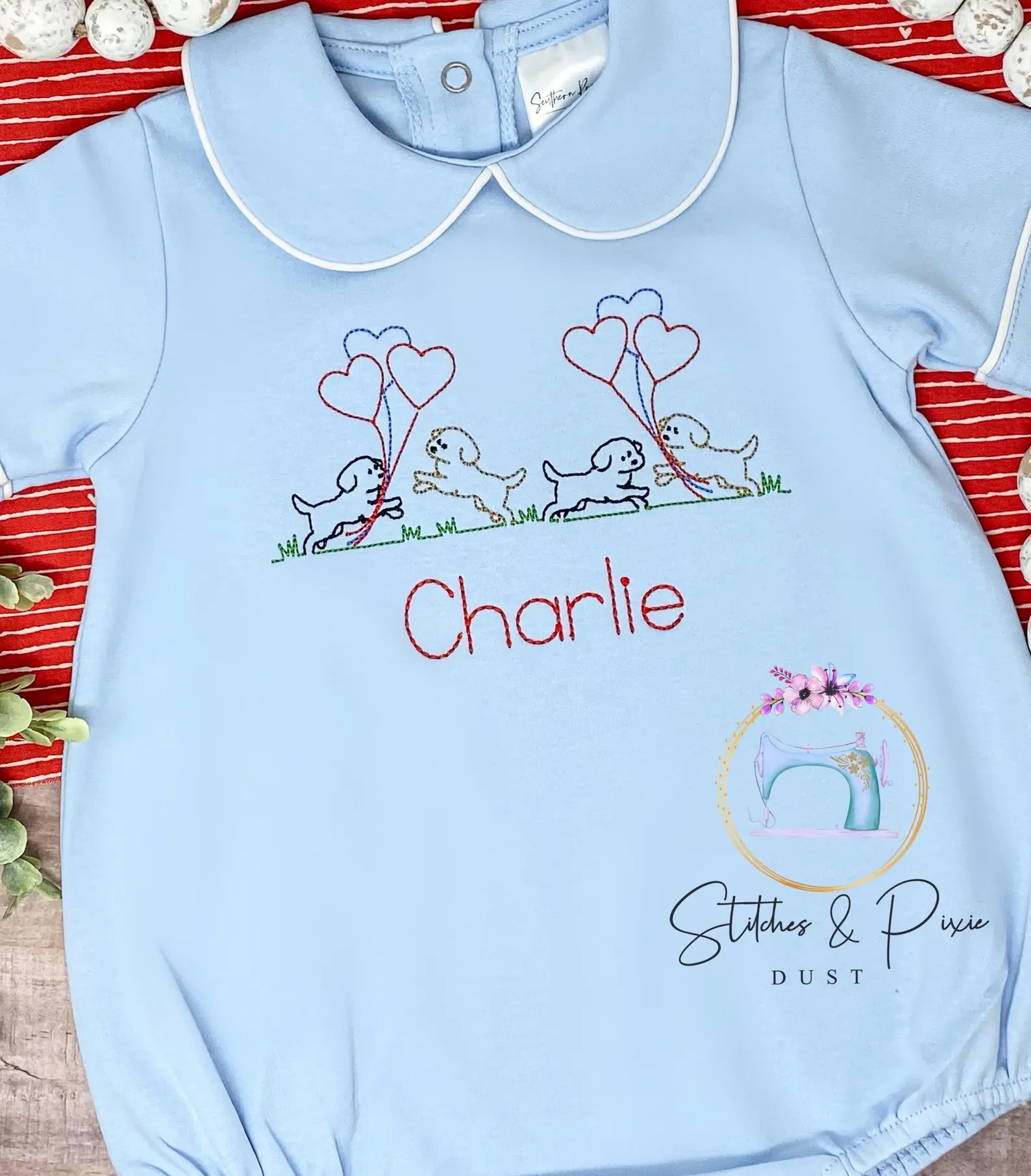 Baby Boys Valentine Puppy Bubble/heart Baby Romper With Collar/first Valentine Day Bubble/baby Gi... | Etsy (US)